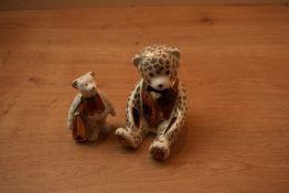 Two Royal Crown Derby paperweights 'Teddy Bear' and 'Shopper Bear' with certificate of