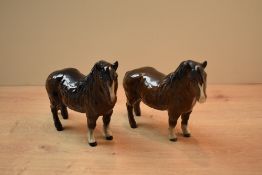 A Beswick Pottery Shetland Pony, model number 1033 both designed by Arthur Gredington in brown gloss