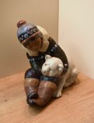 A large Lladro porcelain figure group 'Eskimo Boy with Polar Bear' model number 2097, measures