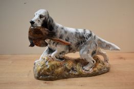 A large Royal Doulton bone china figure group depicting English Setter carrying a Pheasant, model
