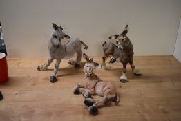 A group of three 'Two A Breed Apart' Country Artists donkey studies, depicted in three poses.