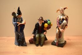 A group of three Royal Doulton bone china figures comprising 'The Jester' HN 2016, 'The Balloon