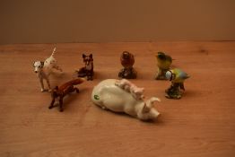 A selection of Beswick Pottery animal studies to include Pig and Piglet 'Piggy Back' model number