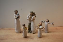 A group of five Willow Tree figures/figurines comprising 'Promise', 'Keepsake', 'Angel of