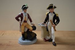 Two Royal Doulton bone china figures 'The Captain' HN 2260 and 'Officer on the Line' HN 2733.