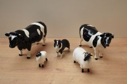 A Beswick Pottery Friesian Cow and Bull duo comprising Friesian Bull CH. 'Coddington Hilt Bar' model