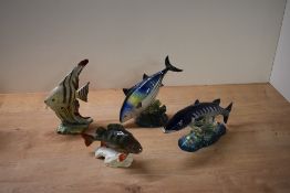 A group of four Beswick Pottery fish studies comprising Angel Fish model number 1047 designed by