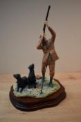 A Border Fine Arts figure group 'Reaching for the High Bird' shooting with black Labradors model