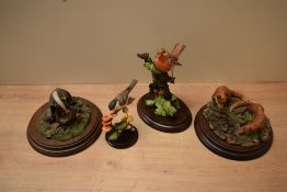 A group of four Country Artist's amimal studies and groups to include 'Robin with Blackberries'