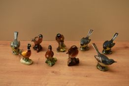 A group of nine Beswick Pottery bird studies including 'Goldfinch' model number 2273, 'Grey Wagtail'