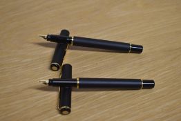 Two Parker Rialto converter fill fountain pens in Matte Black