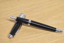 A boxed Cross Apogee converter fill fountain pen in Black Star laque and chrome having 18k 750 Cross
