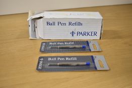 A box of 10 Parker ball pen refills