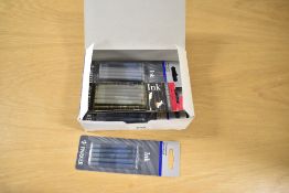 A box of ten Parker ink cartridge packs with five cartridges per blister pack
