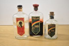 Three Fields ink bottles from the Rainbow rang of coloured inks. The Scarlet still includes ink