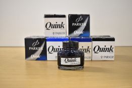 Ten boxed 2fl oz Parker Quink ink bottles