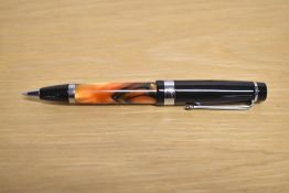A boxed Kingsley ballpoint pen in Black and Amber