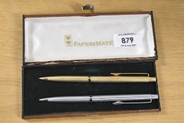 Two Papermate propelling pencils one in gold the other in brushed steel