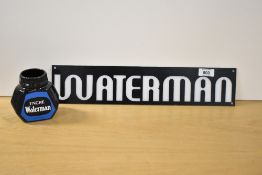 A Waterman display sign and Encre Waterman desk tidy/ pen pot
