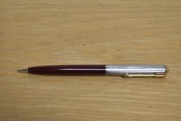 A Parker 51 Propelling pencil in Maroon having Rolled Silver cap