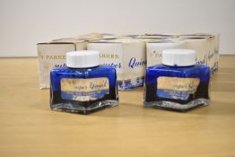 Eleven boxed Parker Quink ink bottles in the original diamond shaped boxes. Some boxes a bit tired