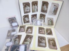 POSTCARDS SUBJECT CARDS, FILM, GLAMOUR, CHILDREN, MUSICAL Two post card albums full, much by sets of
