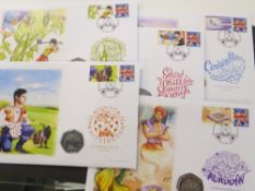 GB & GUERNSEY 2019 SET OF 5 PANTOMIME 50p COIN COVERS Fine set of five PNC covers with the set of