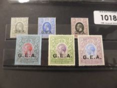 TANGANYIKA 1921 GERMAN EAST AFRICA OPTD SET OF 6 MINT (SG63/68) Card with the set of 6 GV East