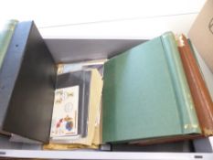 WORLDWIDE STAMP COLLECTIONS IN 7 VOLUMES + POSTAL HISTORY, FDC's 7 albums/stockbooks with various