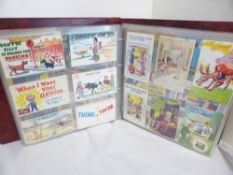 POSTCARDS HUMOUR CARDS IN ALBUM ESTIMATED 300+ ITEMS EVII-QEII ERA Bulging postcard album full (with