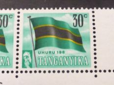 TANGANYIKA 1961 30c UHRU 196 ERROR (PL 1C. R. 10/10) WITH RPSL CERT IN STRIP OF 3 (SG112a) From