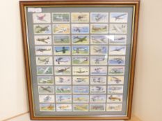 CIGARETTE CARDS 1938 PLAYERS AIRCRAFT OF THE RAF FULL SET OF 50 FRAMED Framed set of the 50 Aircraft