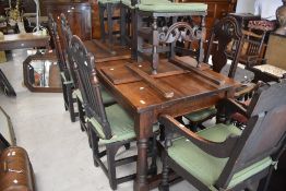 Reproduction oak table (with extension leaves) in the 18th century style, a bespoke commission from