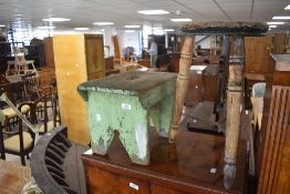 A 19th century pub stool having circular top and turned legs, h49cm, sold together with 1 other