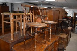 A pair of 20th century spindle back bistro chairs, seat height 45.5cm