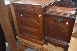 An Art Nouveau coal purdonium, of traditional design with carved motifs 63.5cm sold along with a