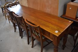 A reproduction mahogany dresser base, width approx 190cm