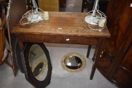 A 19th century oak side table of rectangular form, L91cm