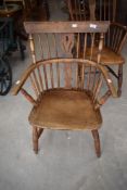 A 19th century ash and elm Windsor armchair, impressed mark for 'G.Wilson Grantham', seat h42cm x