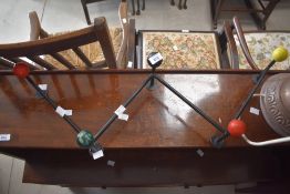 A 20th century sputnik style coat rack, L68cm
