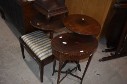 An Edwardian inlaid mahogany oval occasional table, with slender tapering legs, sold along with four