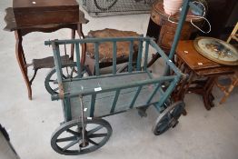 A vintage wooden dog cart, L87cm