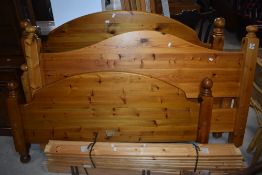 Two modern pine bed frames, king and double