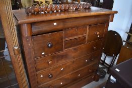 A 19th century 2 over 3 mahogany chest of drawers, h136cm A/F