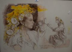 After John Stanton Ward (British 1917-2007) colour print 'Flora Gave Me fairest Flowers' within a