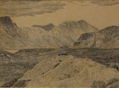 Alfred Wainwright (British 1907-1991) original pen and ink sketch 'A' Mhaighdean' signed and