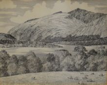 Alfred Wainwright (British 1907-1991) original pen and ink sketch 'Ben Crucachan' signed and