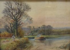 An early 20th century English School watercolour 'The River Arun in Sussex, Arundle Castle Seat of