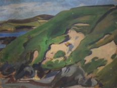 An interesting 20th century oil on board, coastal landscape, unsigned but possibly Margaret