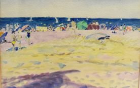 Local interest* Tom Dearden (British 1942-2020) a set of three coastal/beach scene watercolours,